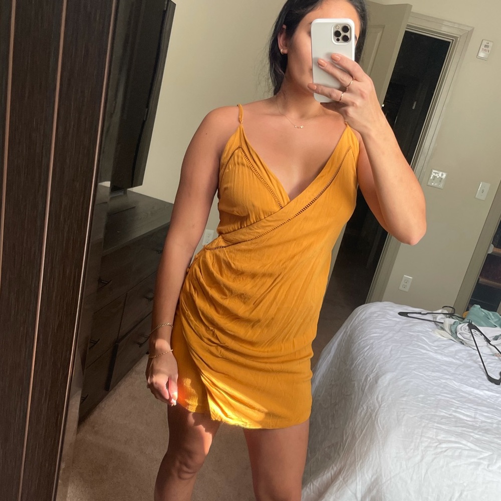 Mustard yellow wrap dress